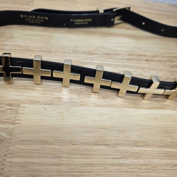 Dylan Kain The Brooklyn Belt Womens Black Leather Light Gold Adjustable One Size main image 4